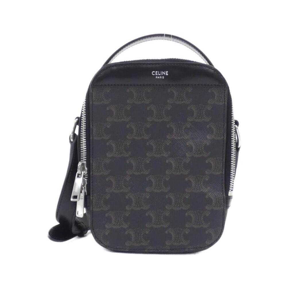 Celine Vertical Messenger Box bag black Triomphe monogram canvas